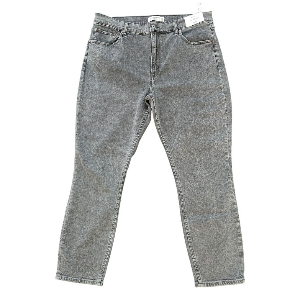 NWT Abercrombie & Fitch The Skinny High Rise Gray Jean Size 33/16